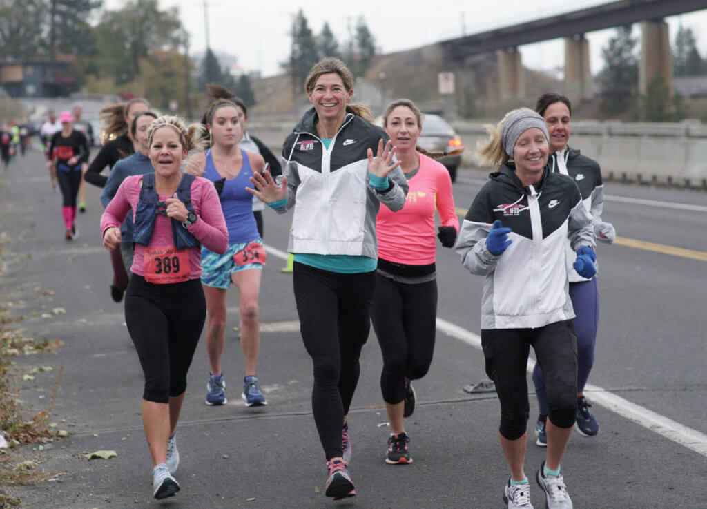 Group of women running